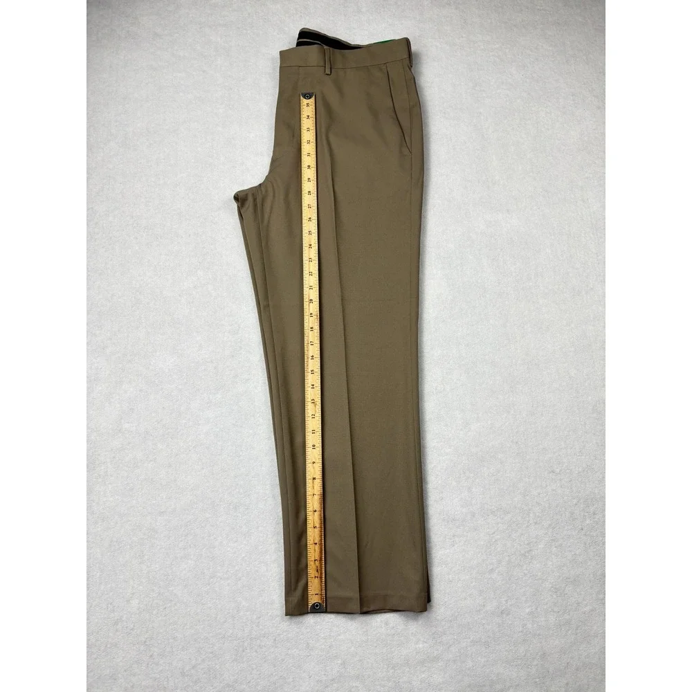 Haggar‎ eCLO Dress Pants Mens 36x29 Medium Taupe Flex Gabardine Flat Front NWT